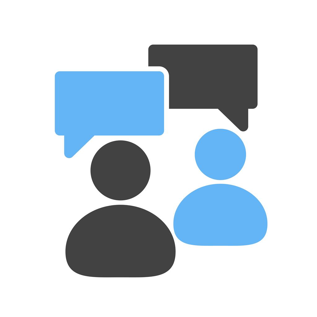 Two Persons Chatting Blue Black Icon