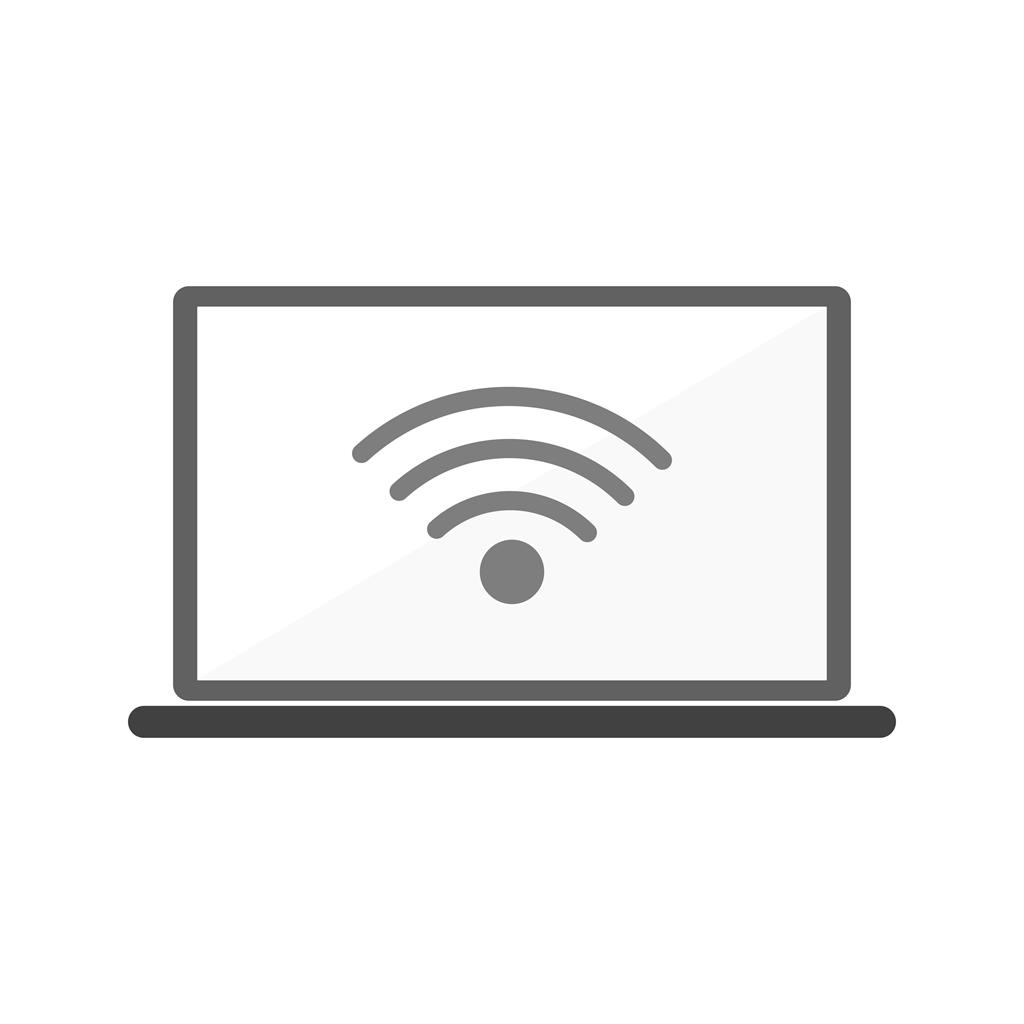 Laptop with WIFi Greyscale Icon