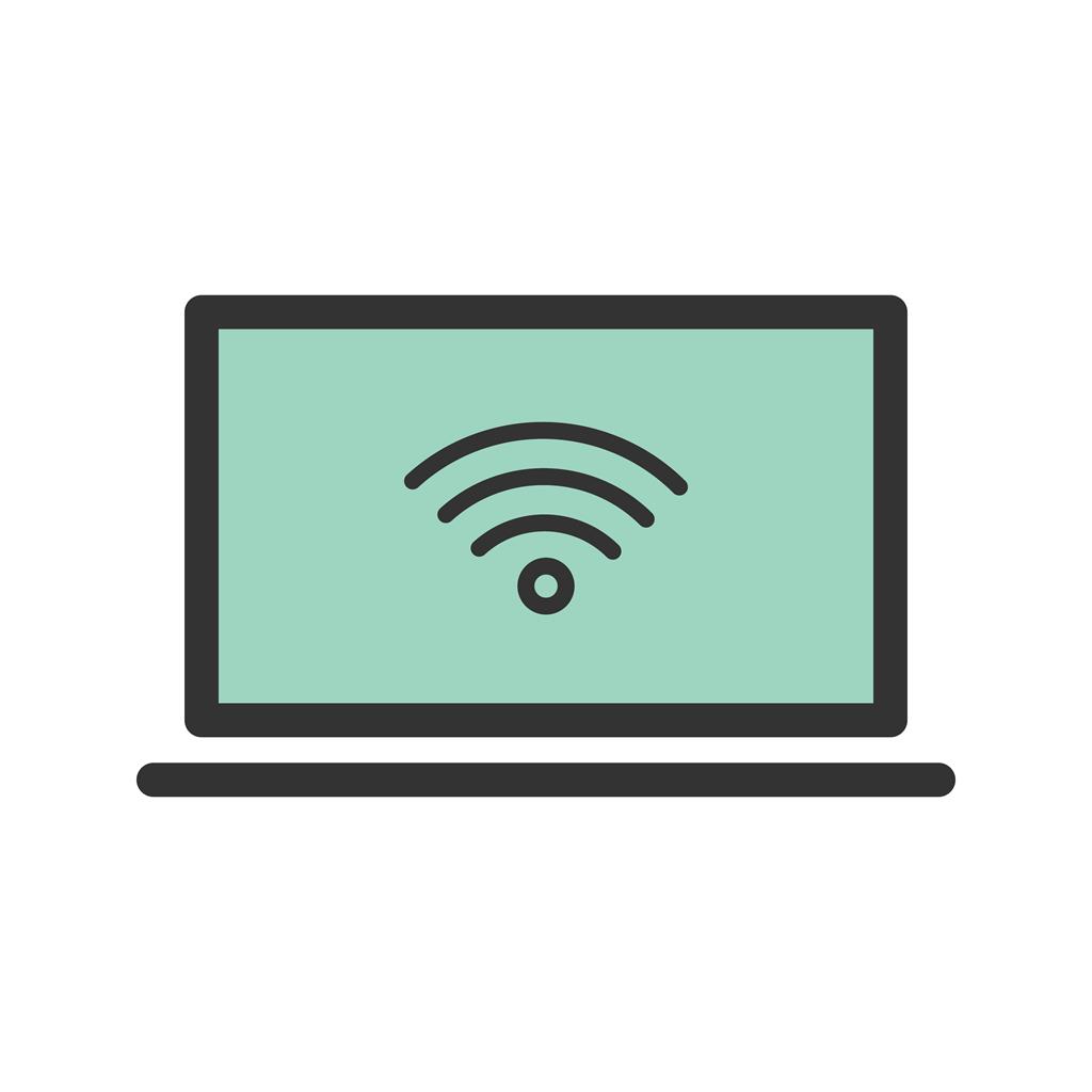 Laptop with WIFi Line Filled Icon