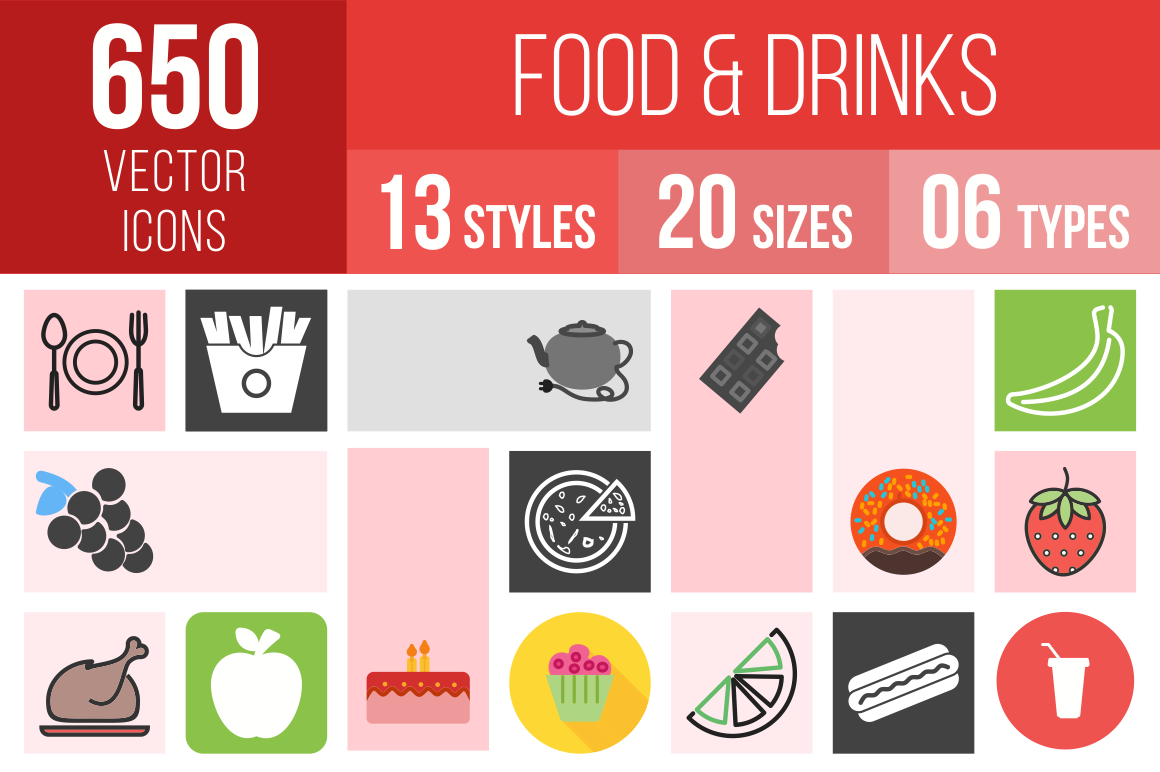 Food & Drinks Icons Bundle - Overview - IconBunny