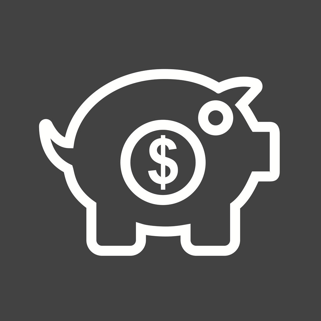 Piggy Bank Line Inverted Icon