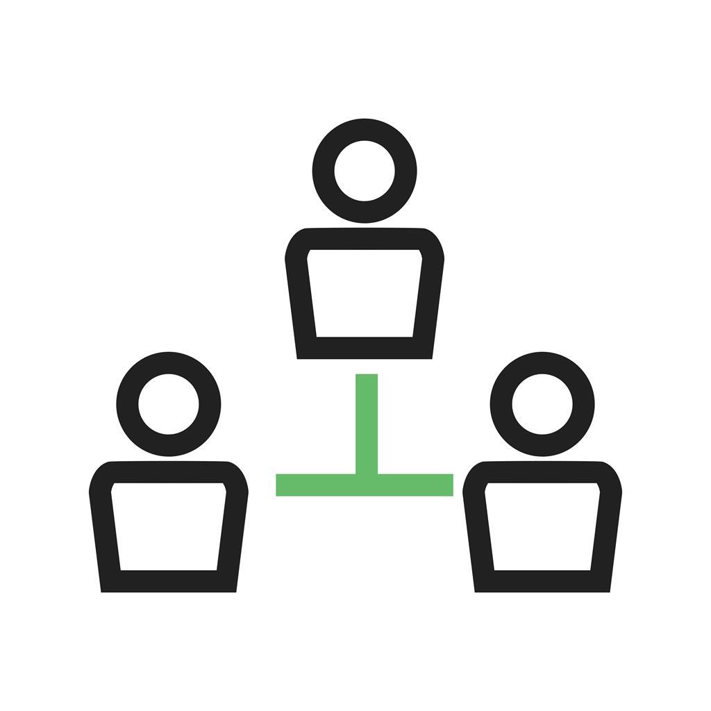 Connected Team Line Green Black Icon