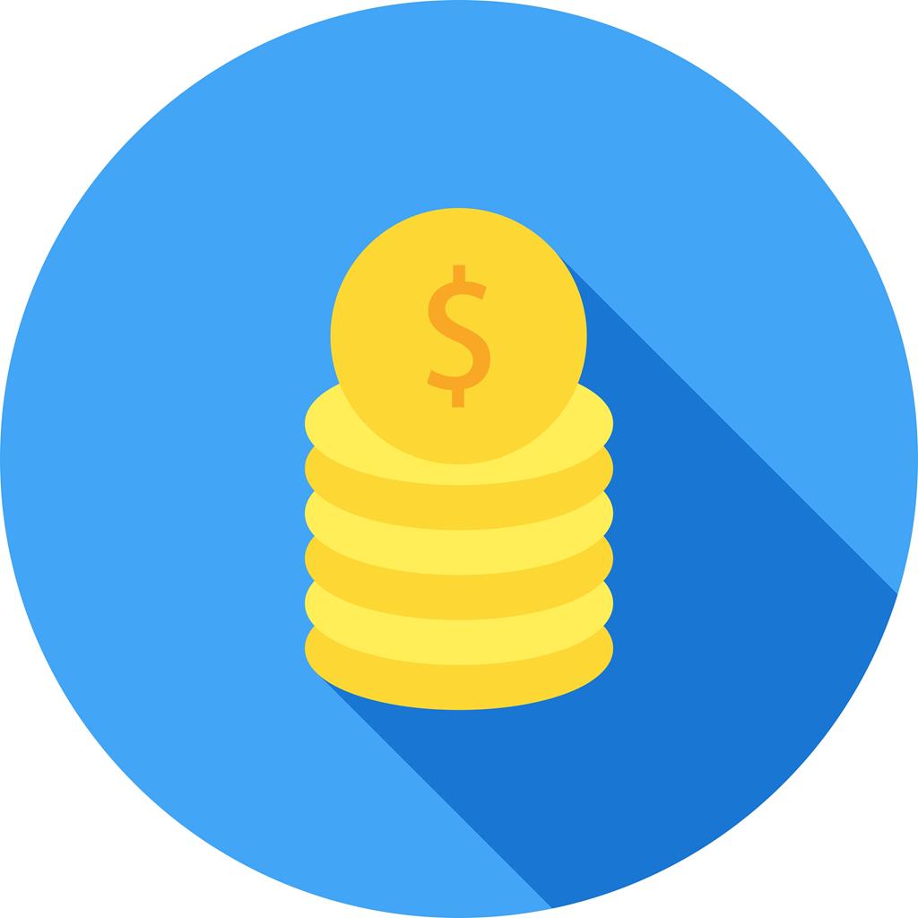 Coins Flat Shadowed Icon