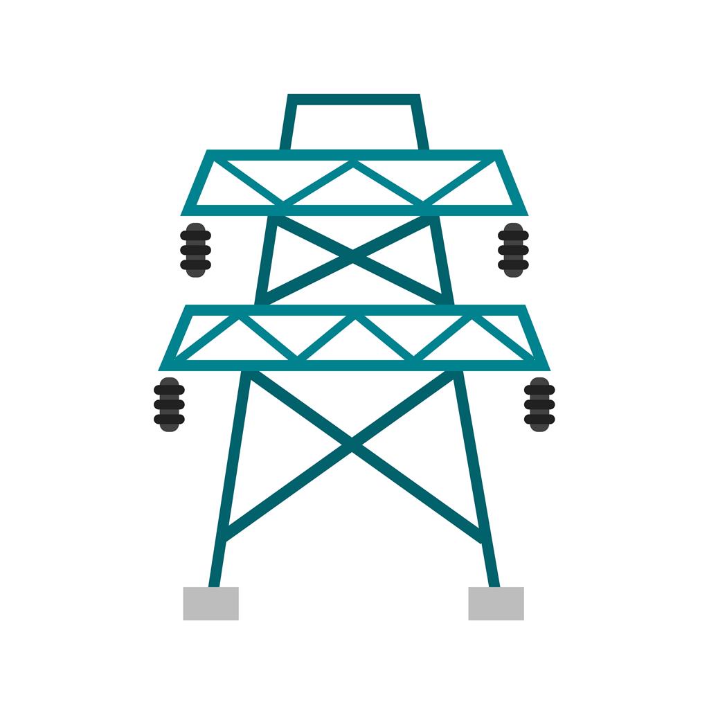 Electricity Tower Flat Multicolor Icon - IconBunny