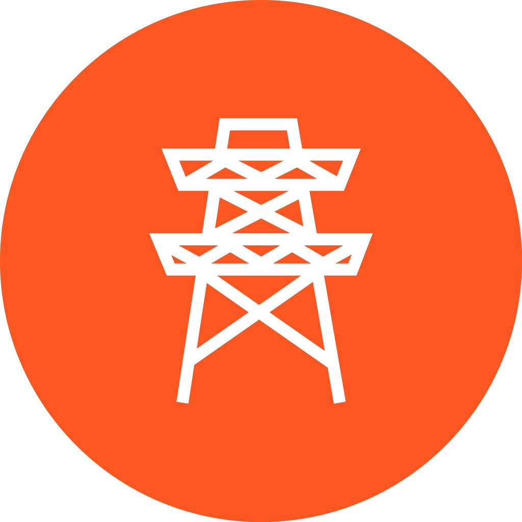 Electricity Tower Flat Round Icon - IconBunny