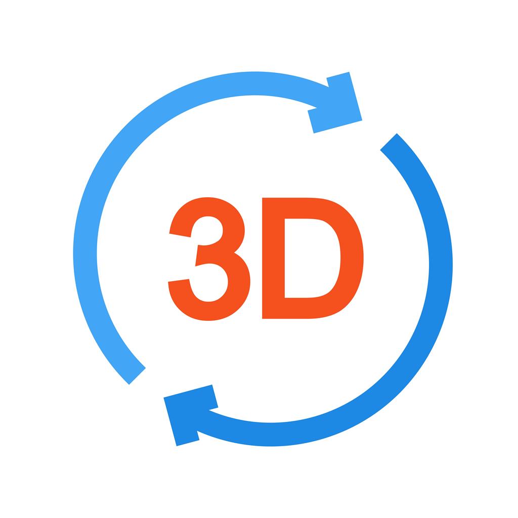 3D Rotation Flat Multicolor Icon