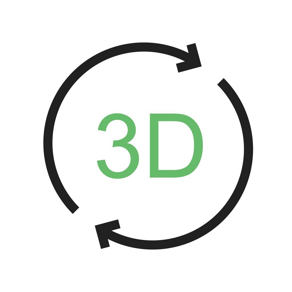 3D Rotation Line Green Black Icon