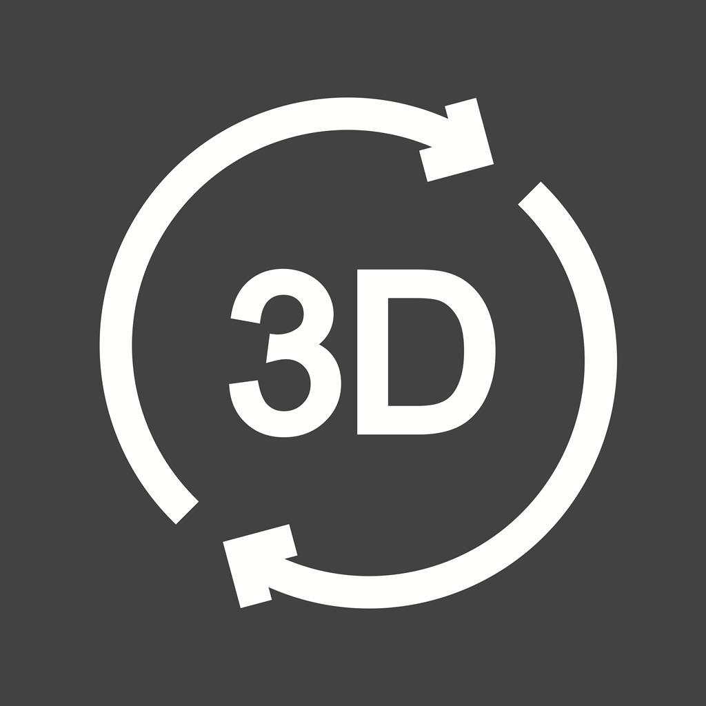 3D Rotation Glyph Inverted Icon