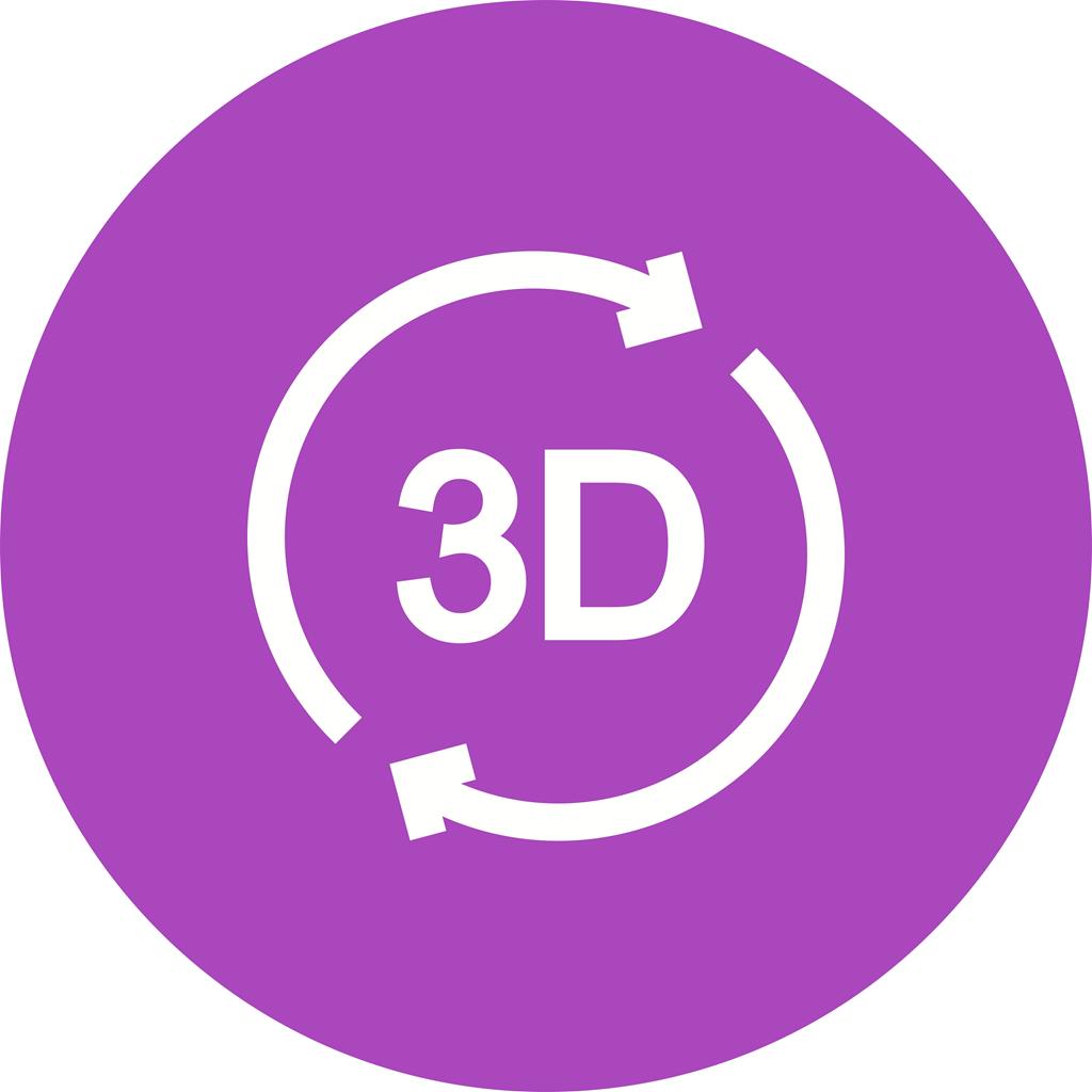3D Rotation Flat Round Icon