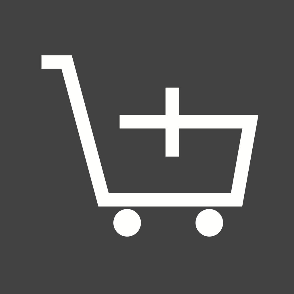 Add Shopping Cart Glyph Inverted Icon