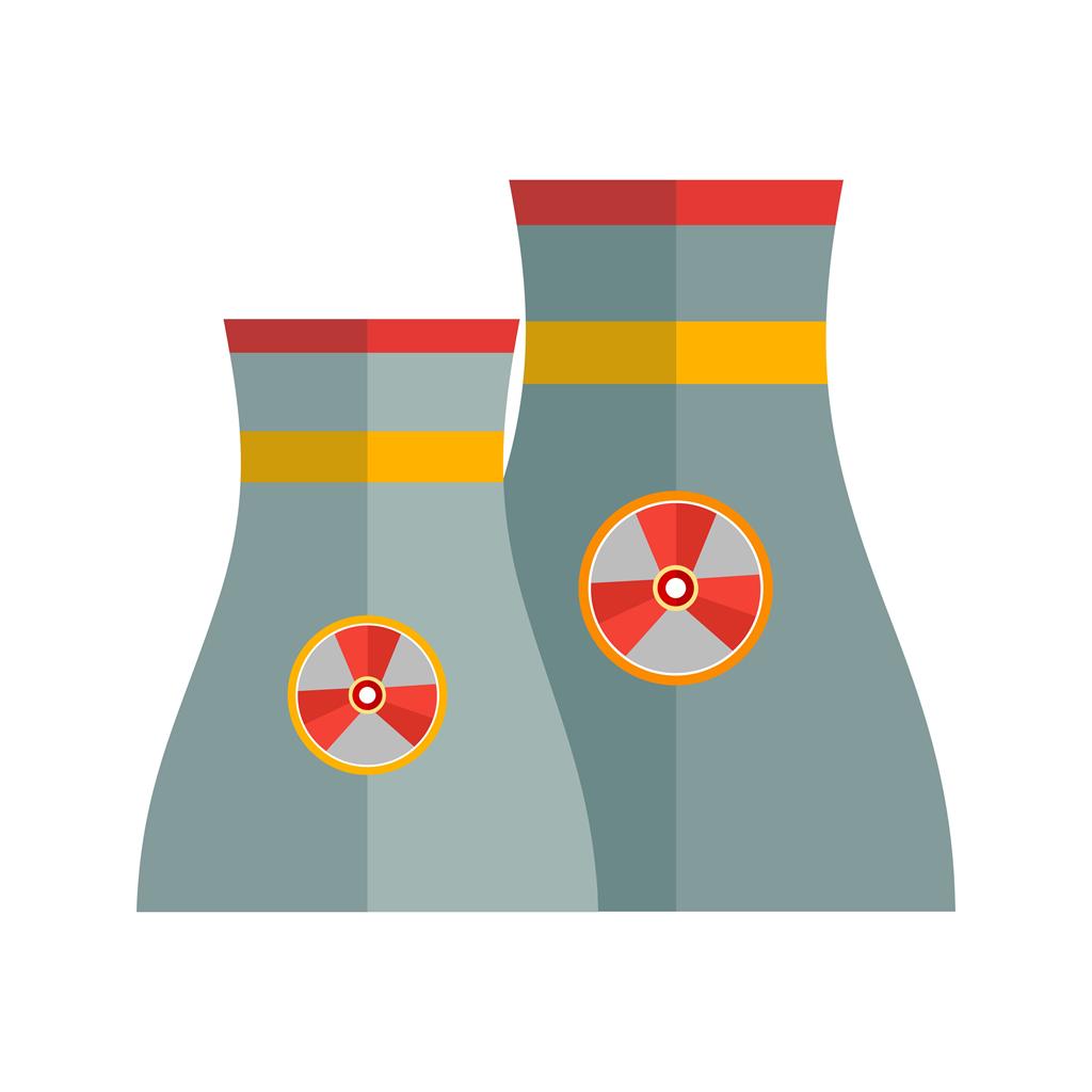 Nuclear Plant Flat Multicolor Icon - IconBunny