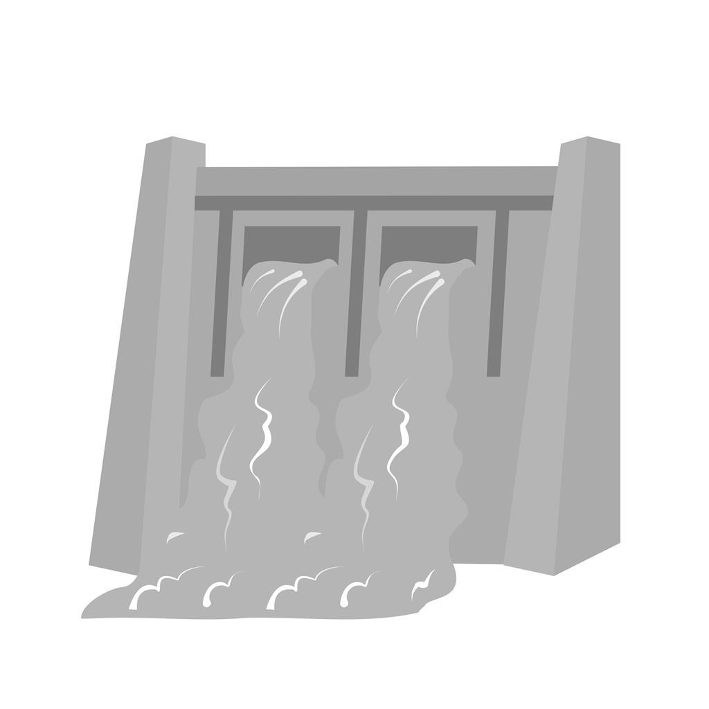 Water Dam Greyscale Icon - IconBunny