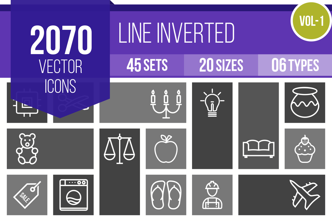 2070 Line inverted Icons Bundle - Overview - IconBunny