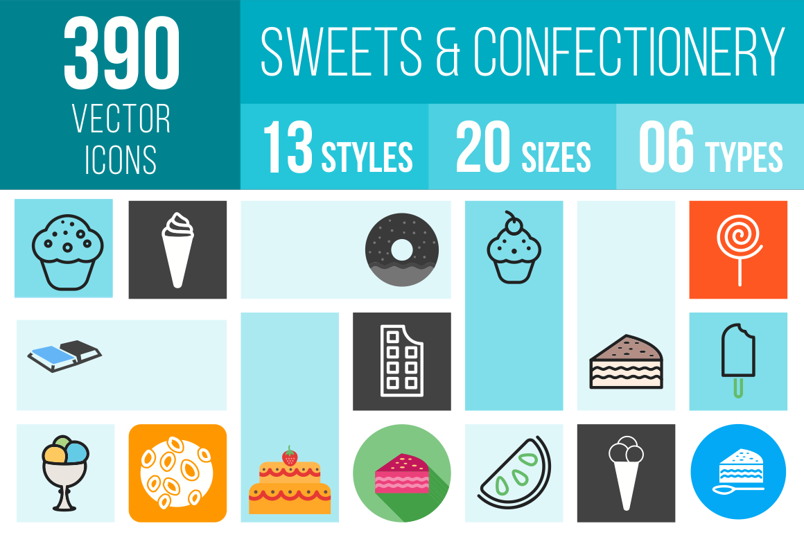 Sweets & Confectionery Icons Bundle - Overview - IconBunny