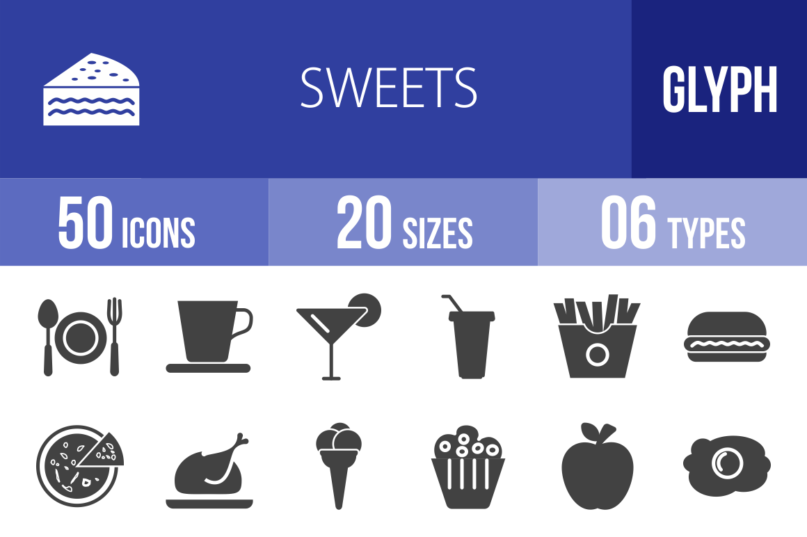 30 Sweets & Confectionery Glyph Icons - Overview - IconBunny