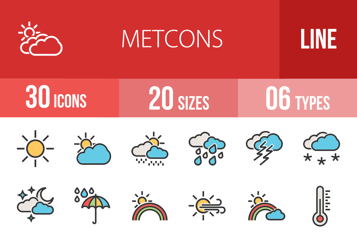 30 Weather Line Multicolor Filled Icons - Overview - IconBunny