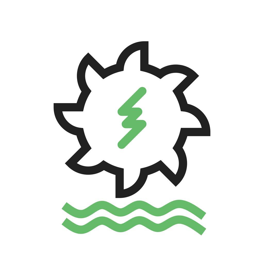 Hydro Power Line Green Black Icon - IconBunny