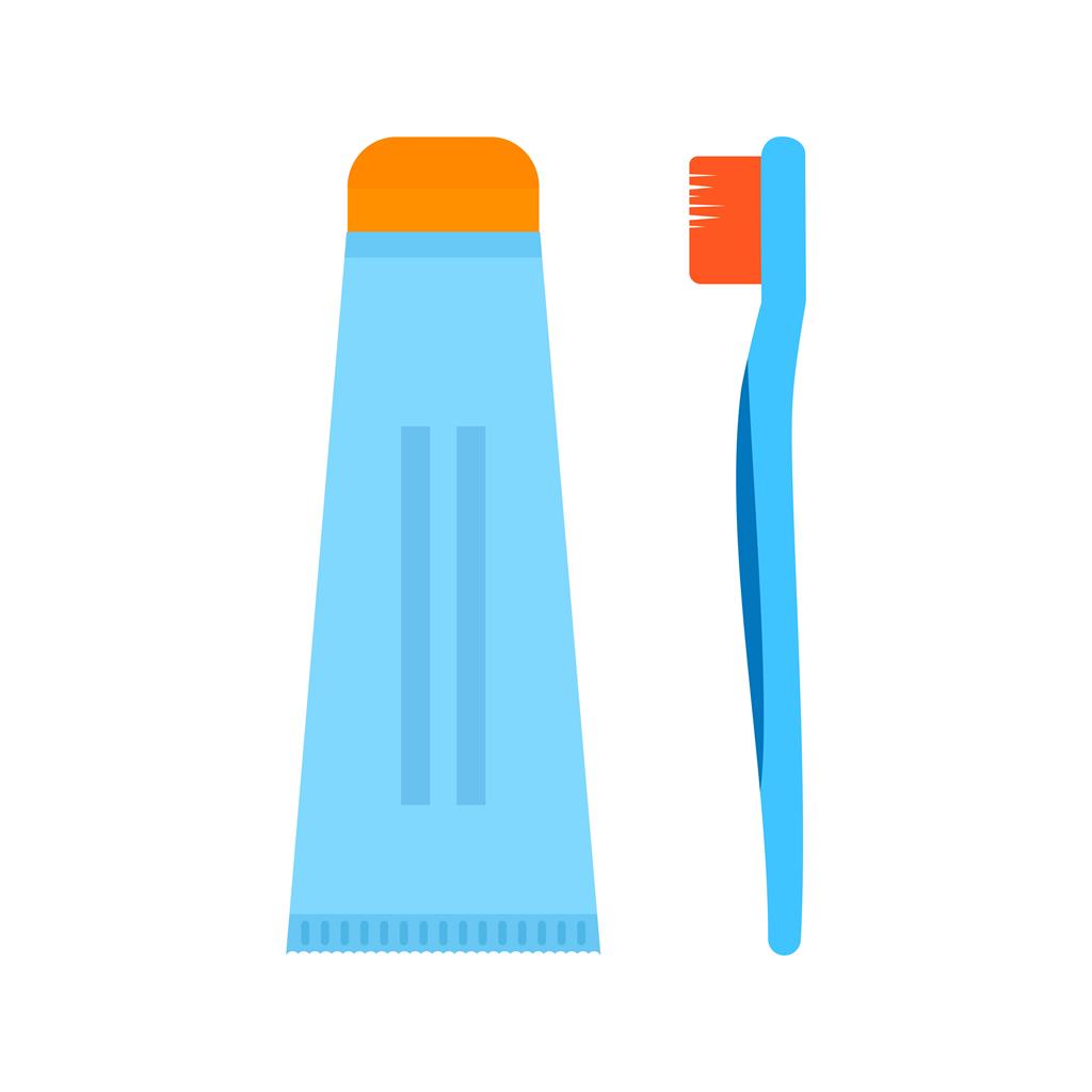 Toothbrush and Toothpaste Flat Multicolor Icon
