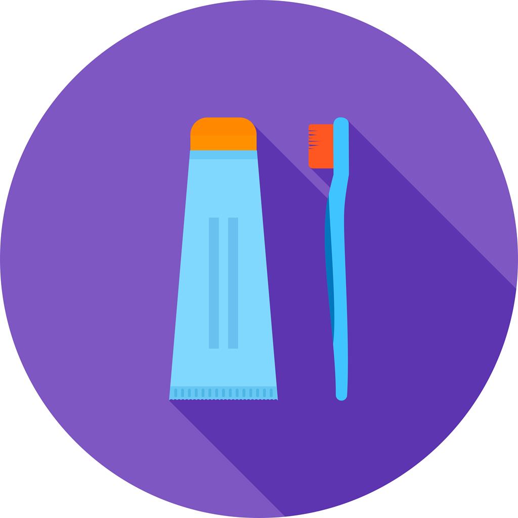 Toothbrush and Toothpaste Flat Shadowed Icon