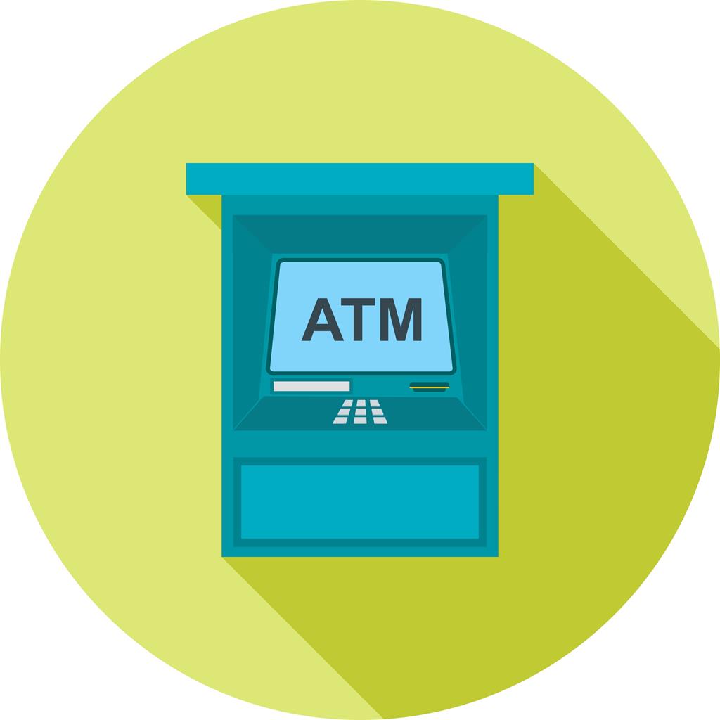 ATM Machine Flat Shadowed Icon