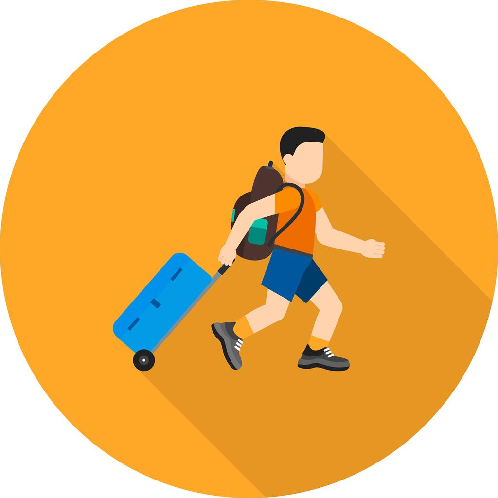 Carrying Luggage Flat Shadowed Icon