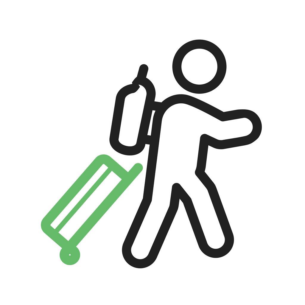 Carrying Luggage Line Green Black Icon