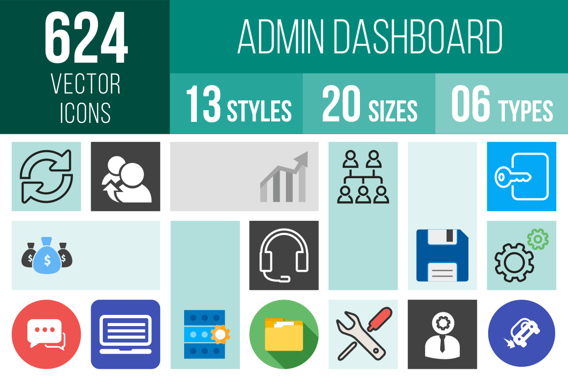 Admin Dashboard Icons Bundle - Overview - IconBunny