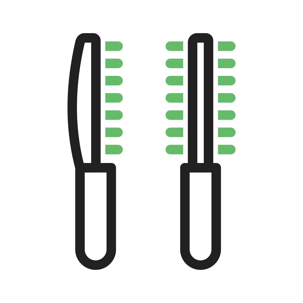 Two Brushes Line Green Black Icon