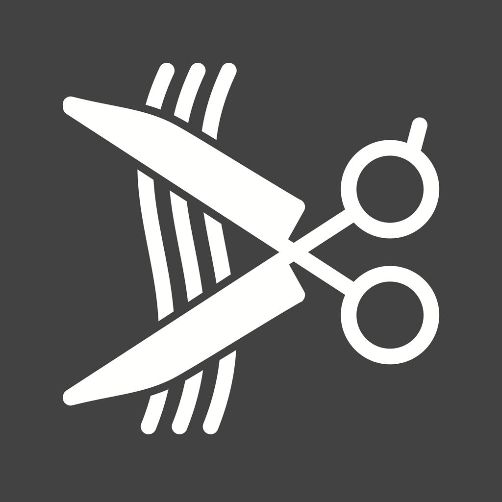 Hair Cut Glyph Inverted Icon