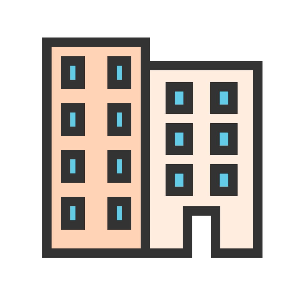 Office Building Line Filled Icon