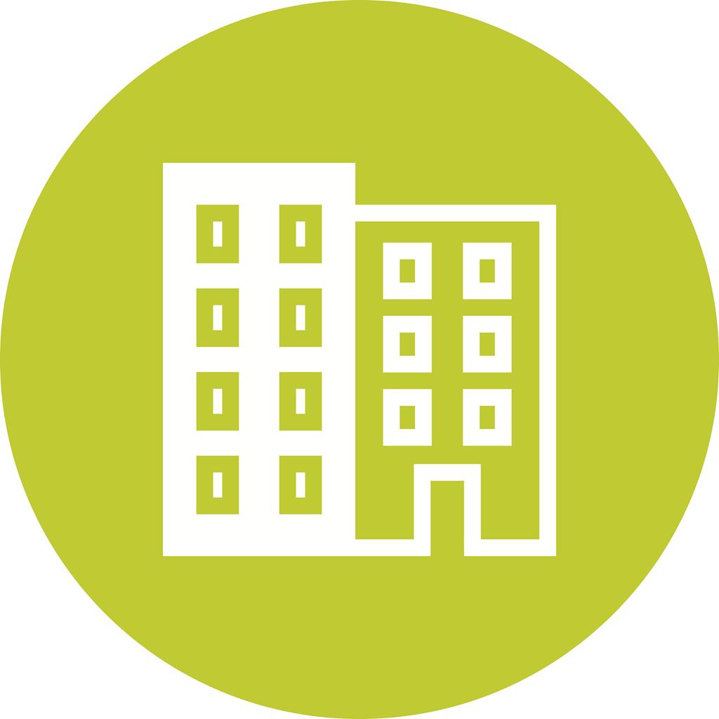 Office Building Flat Round Icon