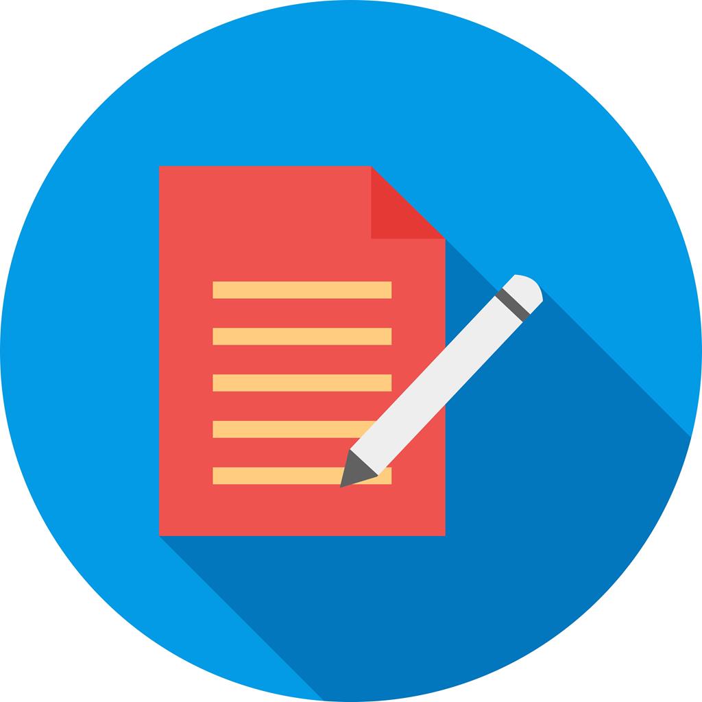 Notepad and Pencil Flat Shadowed Icon