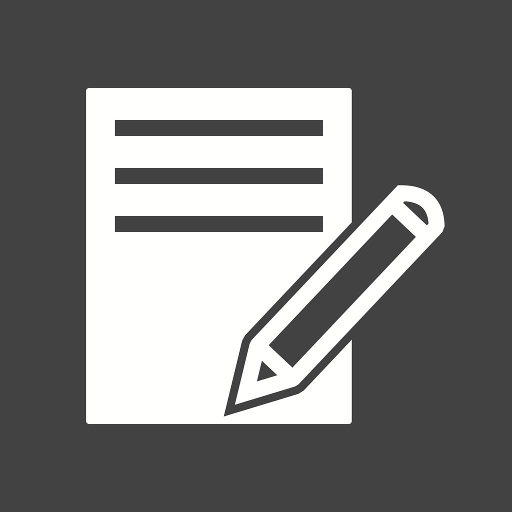 Notepad and Pencil Glyph Inverted Icon