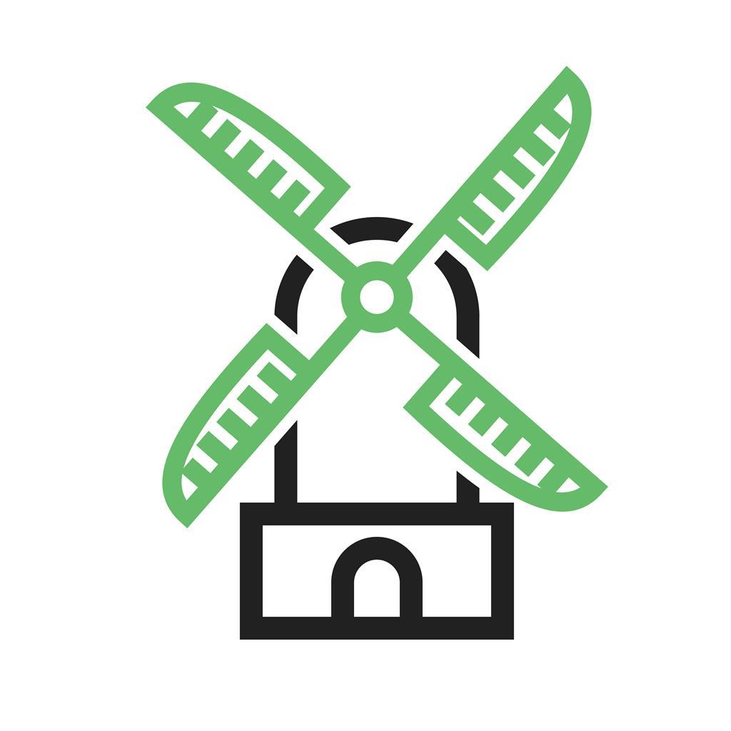 Windmill II Line Green Black Icon - IconBunny