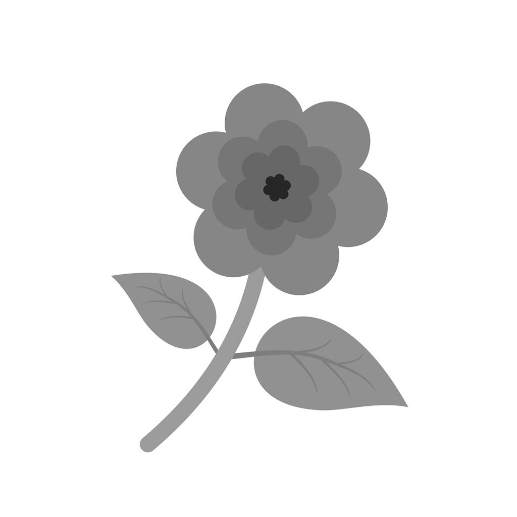 Flower with leaves Greyscale Icon
