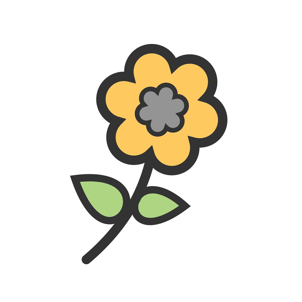 Flower with leaves Line Filled Icon