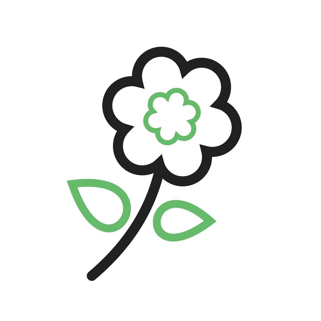 Flower with leaves Line Green Black Icon