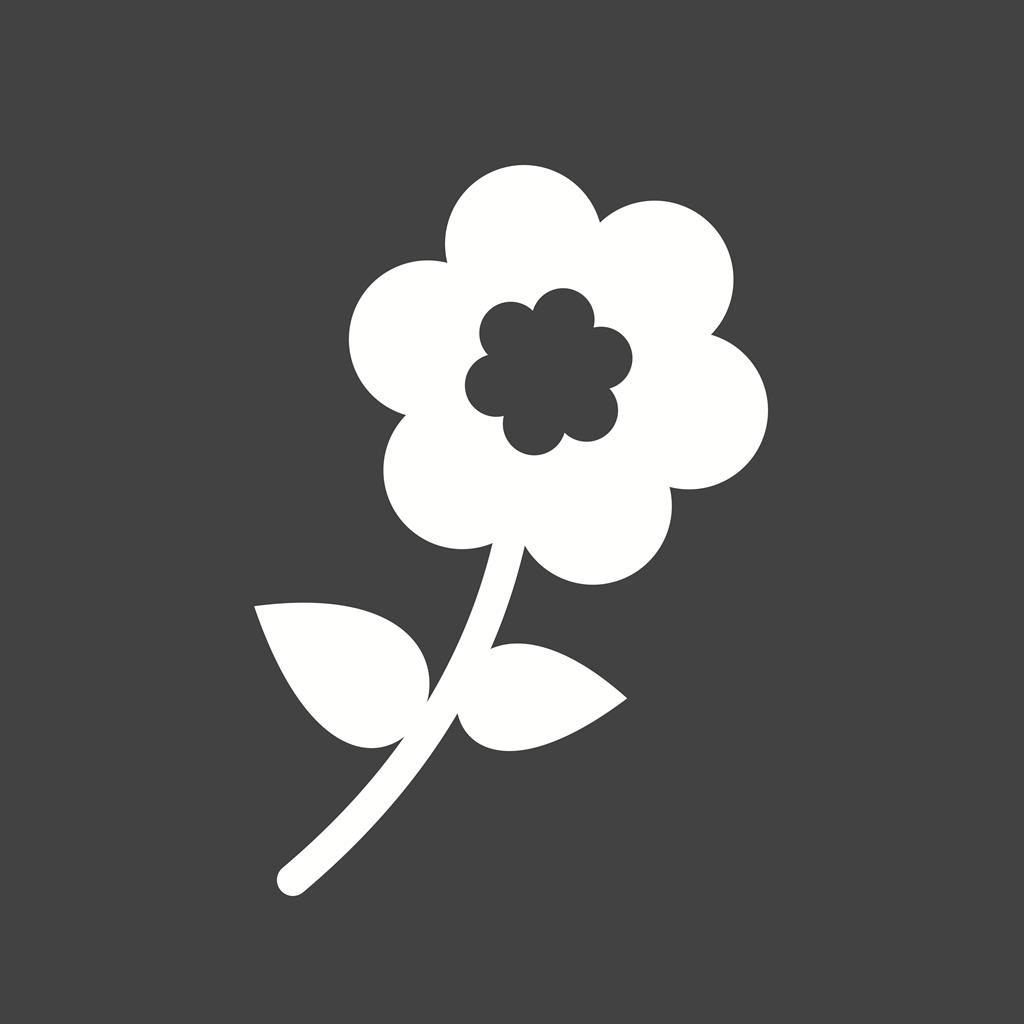 Flower with leaves Glyph Inverted Icon