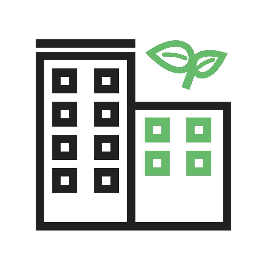 Eco friendly Building Line Green Black Icon