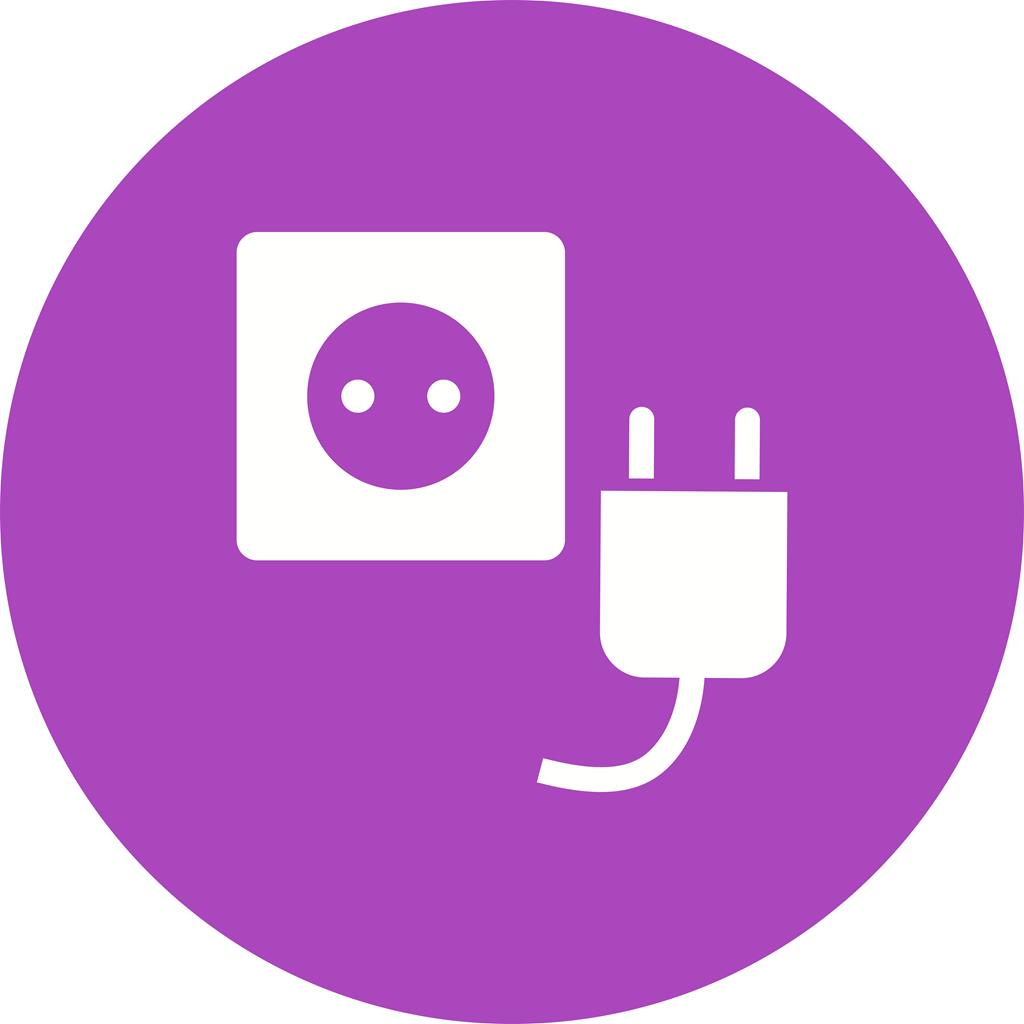 Plug and Socket Flat Round Icon