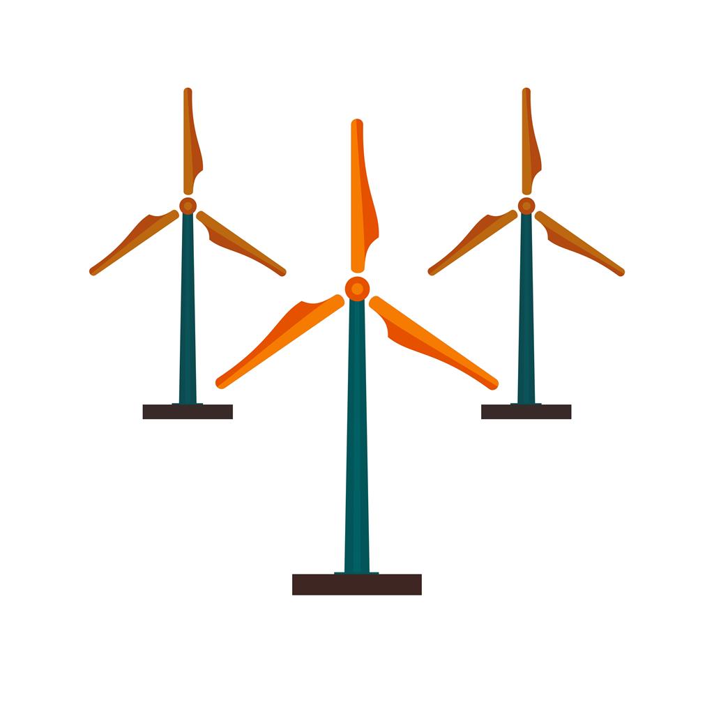 Multiple Windmills Flat Multicolor Icon