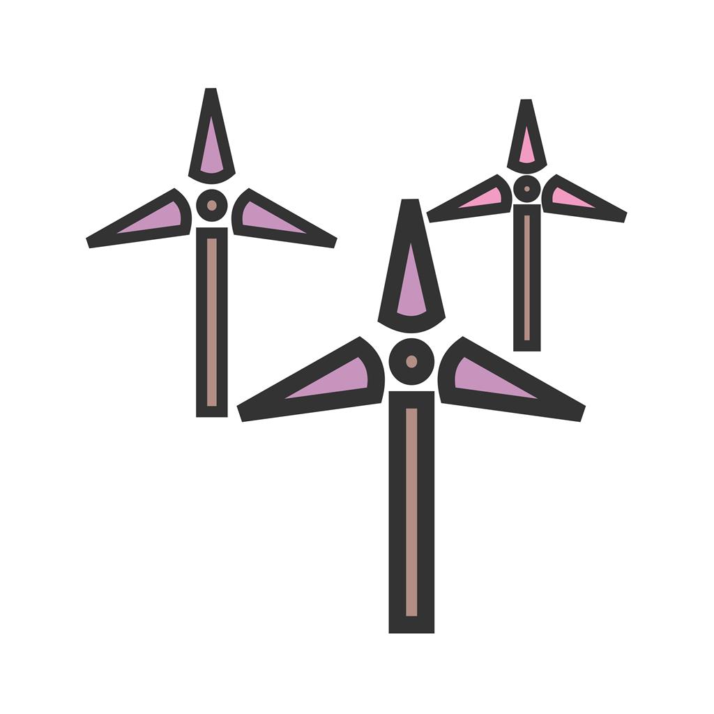 Multiple Windmills Line Filled Icon