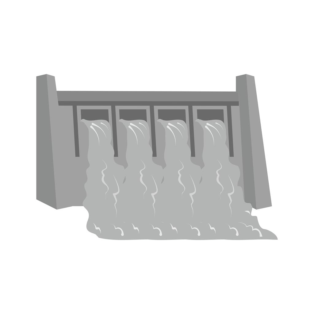 Water Dam Greyscale Icon