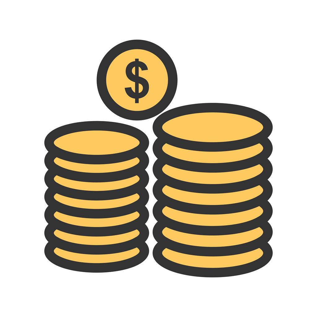 Dollar Coins Line Filled Icon