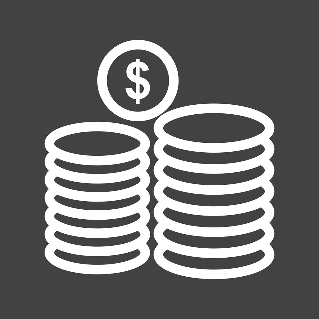 Dollar Coins Line Inverted Icon