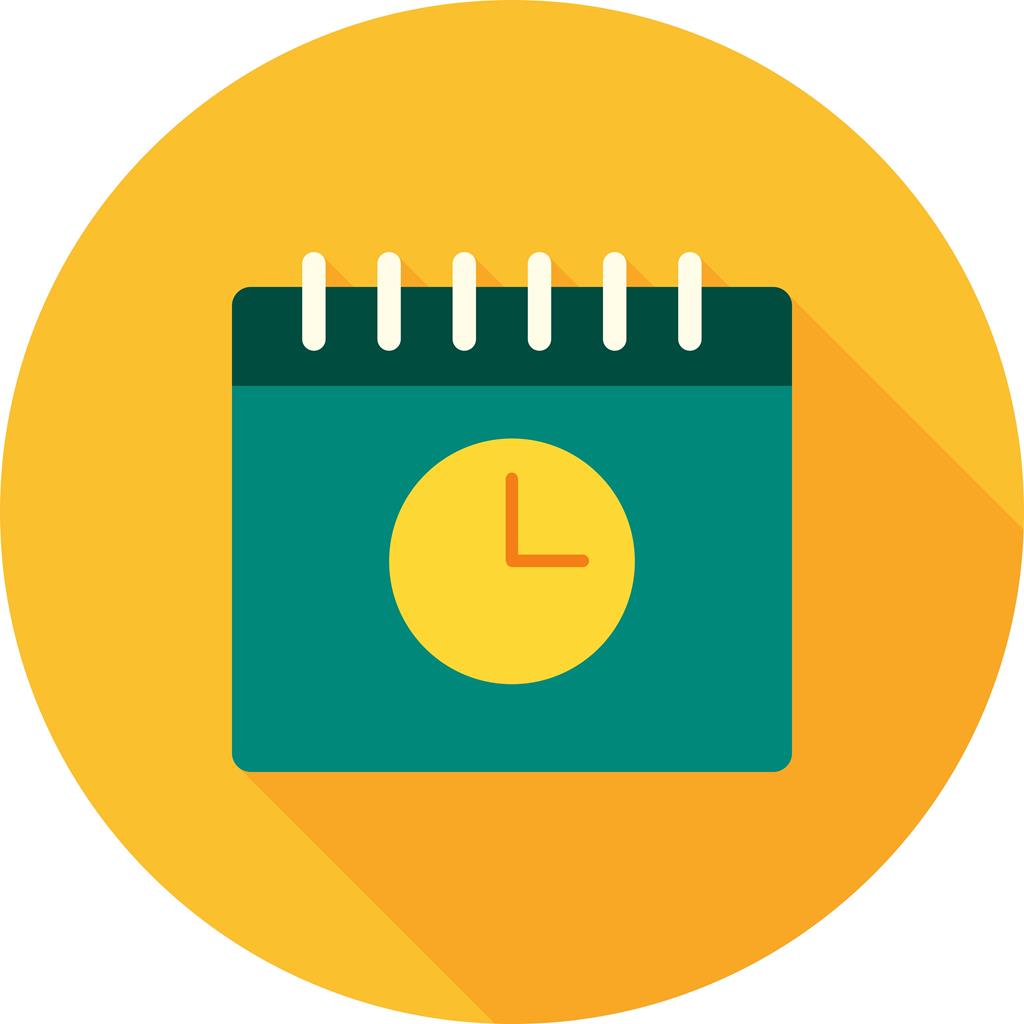 Date & Time Flat Shadowed Icon