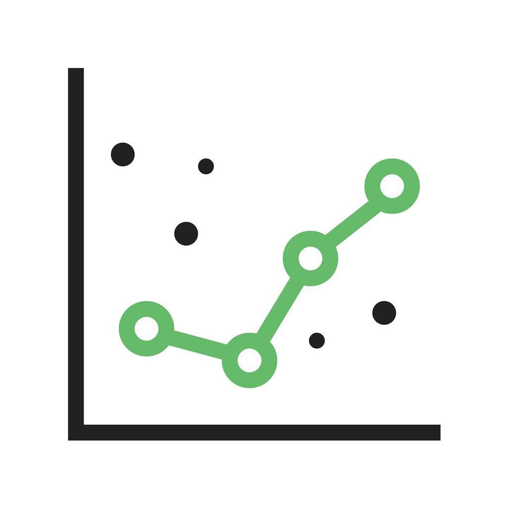 Dotted Graphs Line Green Black Icon