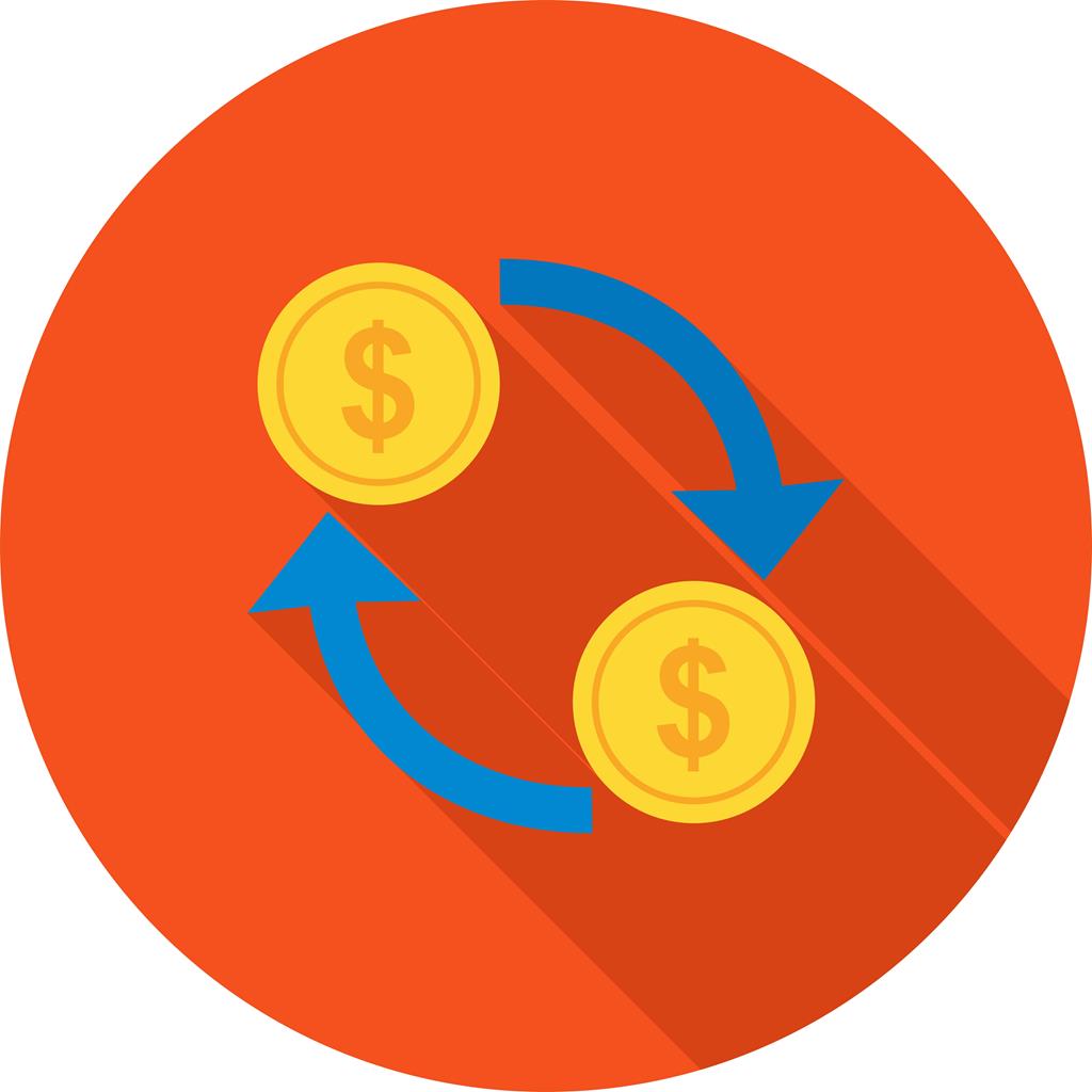Move Currency Flat Shadowed Icon