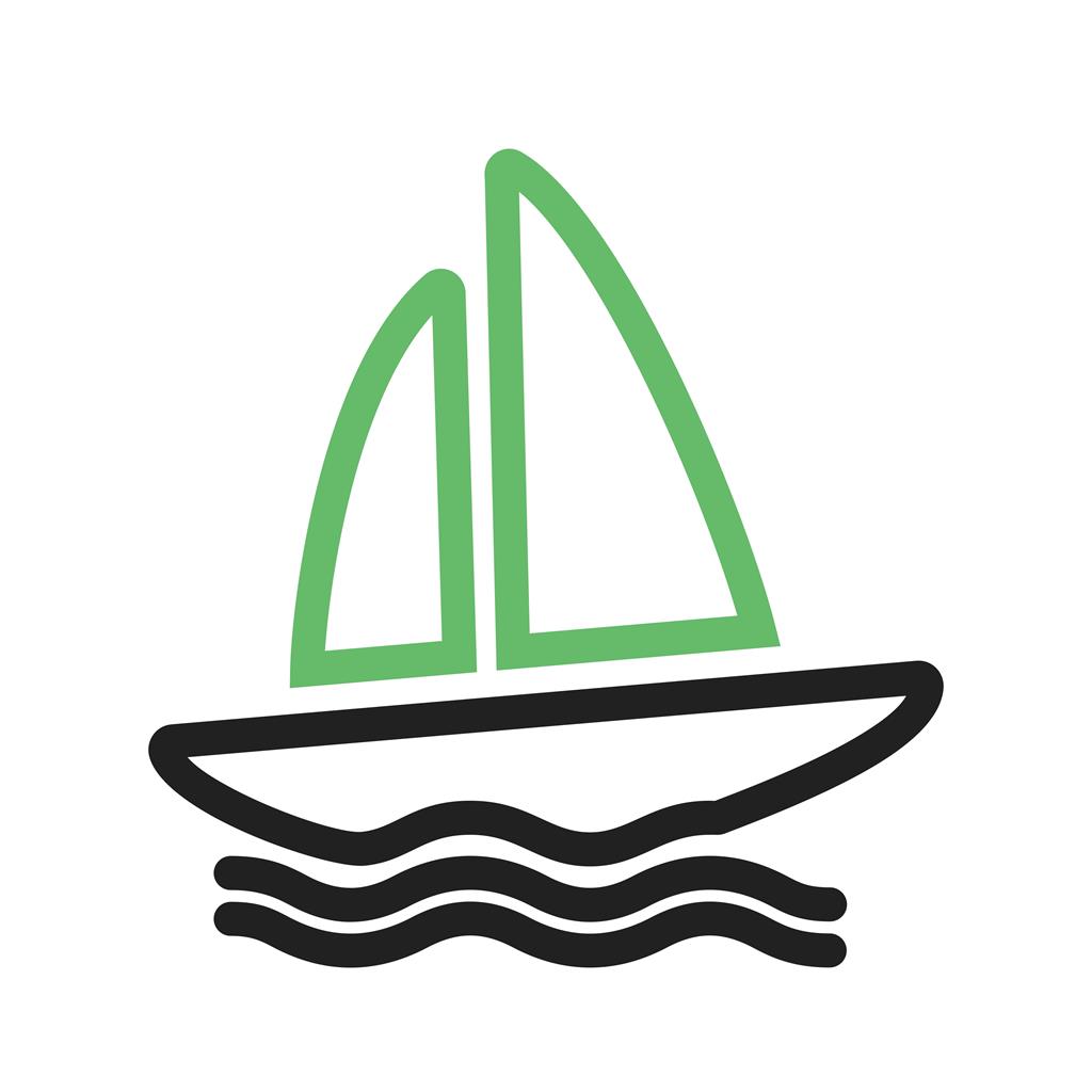 Boating Line Green Black Icon - IconBunny