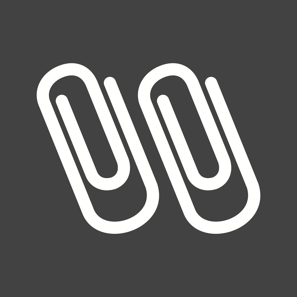 Paper Clips Glyph Inverted Icon